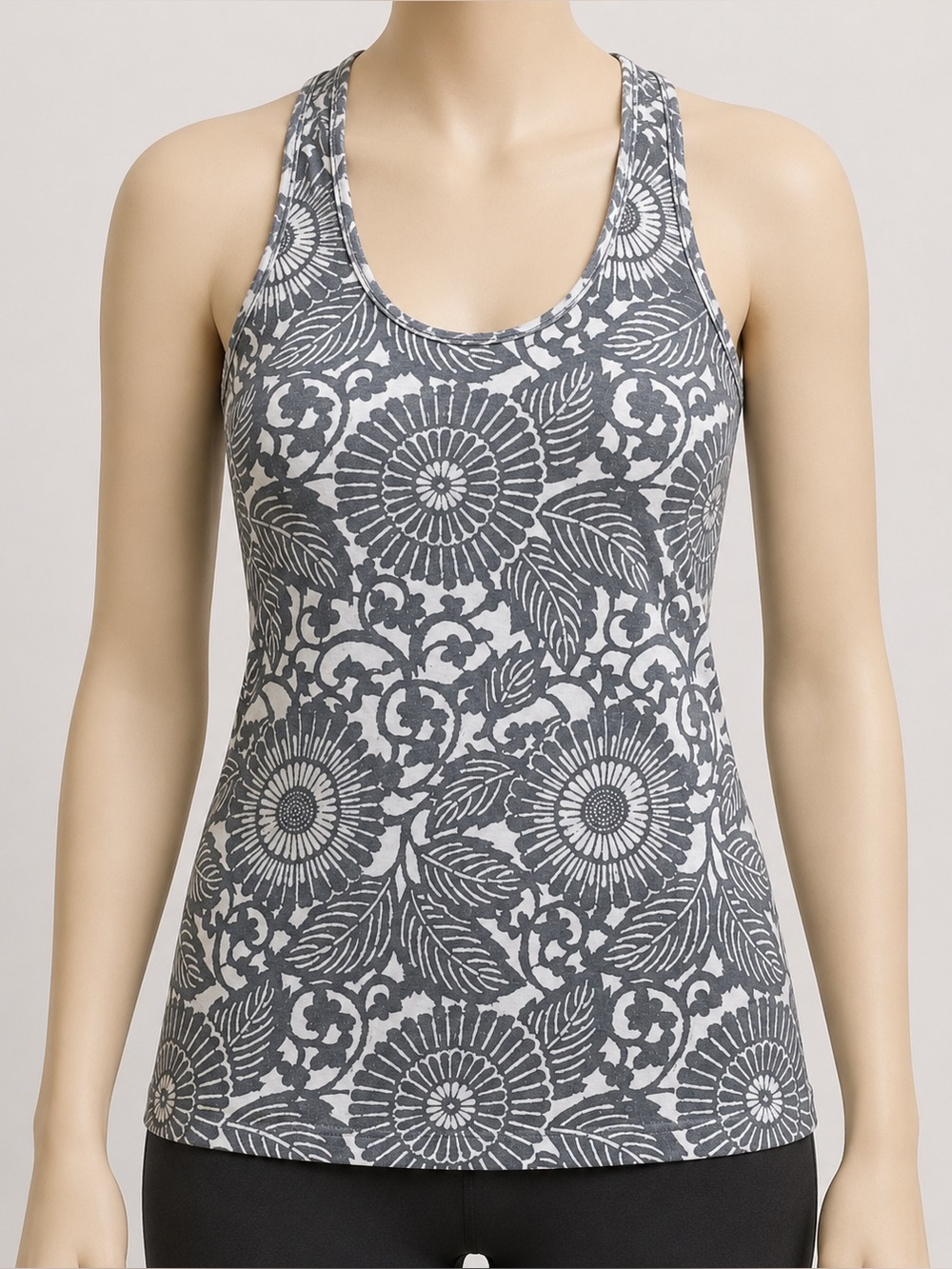 NWOT lululemon athletica Gray & White Floral Racerback Tank